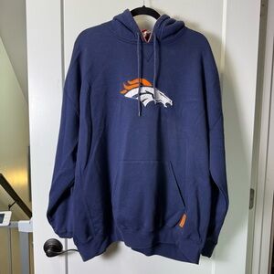 Denver Broncos NFL Football Heavyweight Hoodie Sweatshirt Navy Orange Mens XXL
